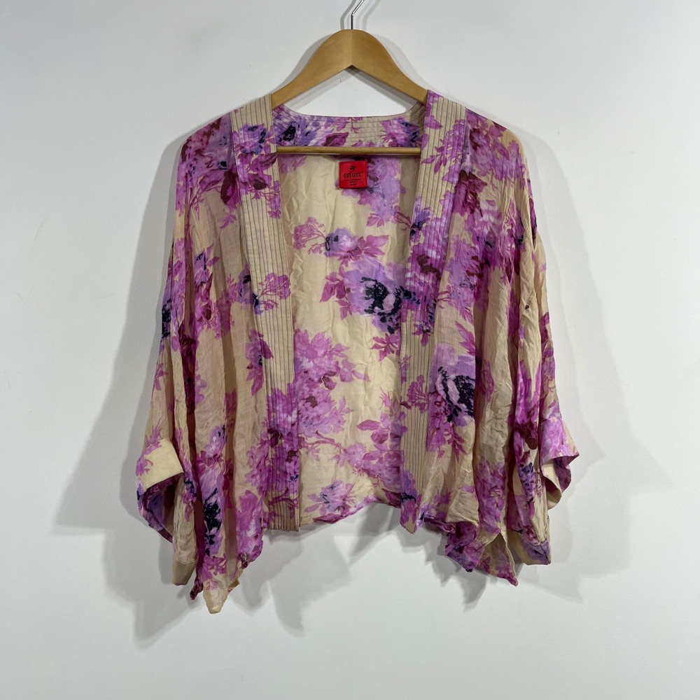 Erfurt Denmark Fairy Floral Ethereal Boho Kimono Wrap Top Open Front OS Artsy